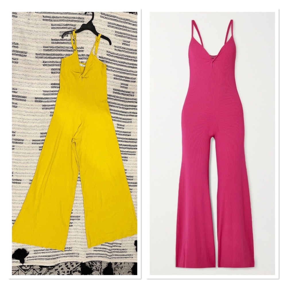 Live The Process Leda Twist-Front Ribbed Knit Jumpsuit Small